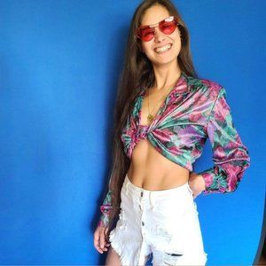 Vinrage Anna Kriste Floral Metallic Shoulder Pads